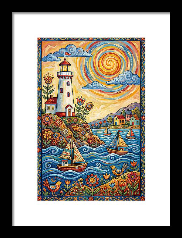 Bright Lighthouse By The Sea