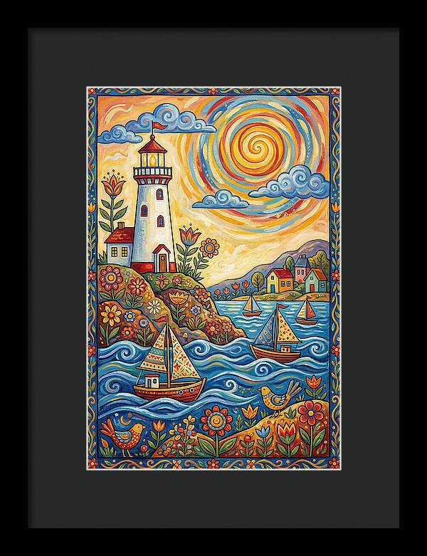 Bright Lighthouse By The Sea