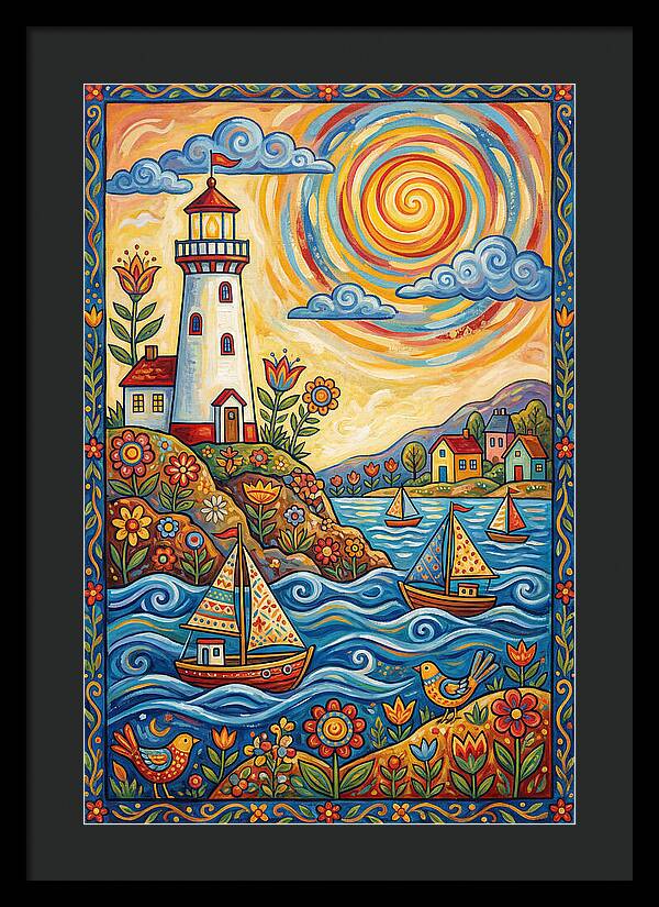 Bright Lighthouse By The Sea