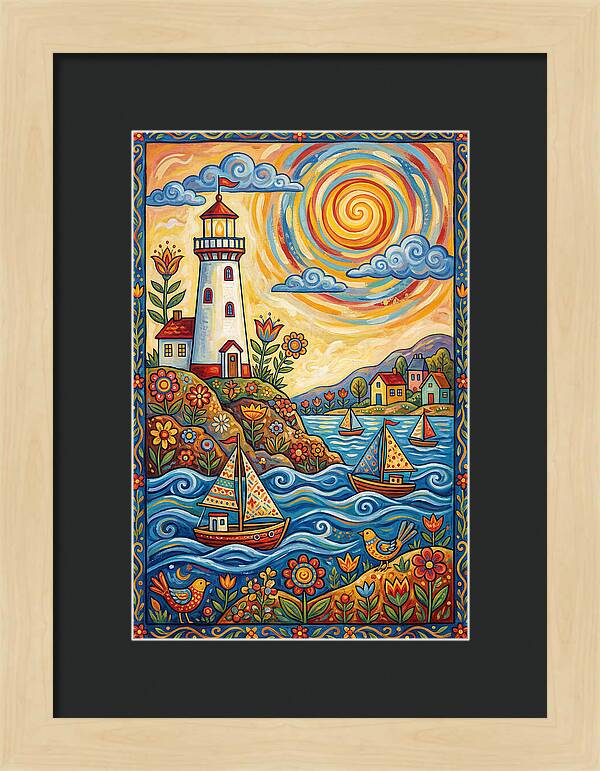 Bright Lighthouse By The Sea