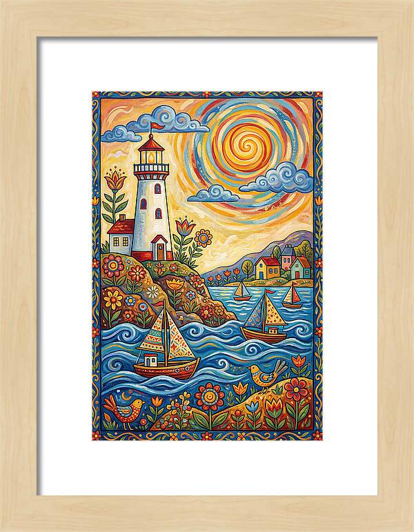 Bright Lighthouse By The Sea