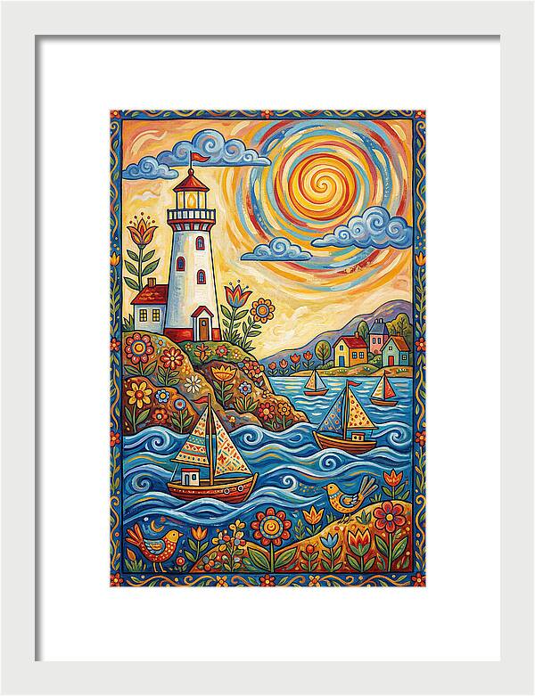Bright Lighthouse By The Sea