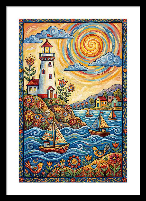 Bright Lighthouse By The Sea