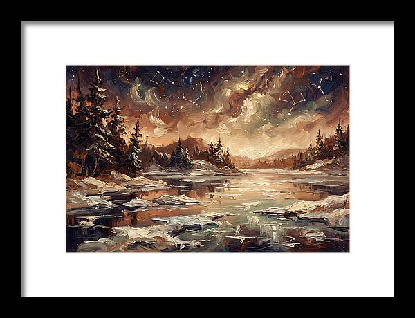 Brilliant Night Sky Over Frozen Winter