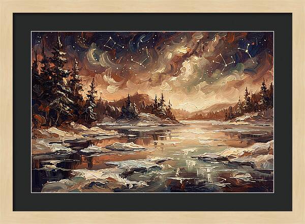 Brilliant Night Sky Over Frozen Winter