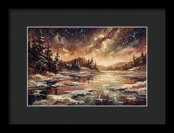 Brilliant Night Sky Over Frozen Winter