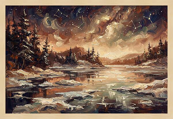 Brilliant Night Sky Over Frozen Winter