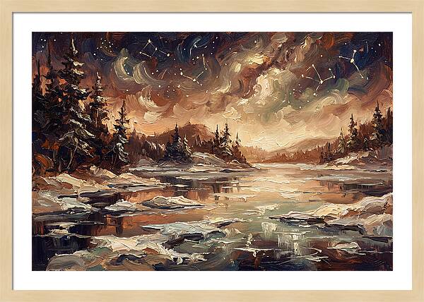 Brilliant Night Sky Over Frozen Winter