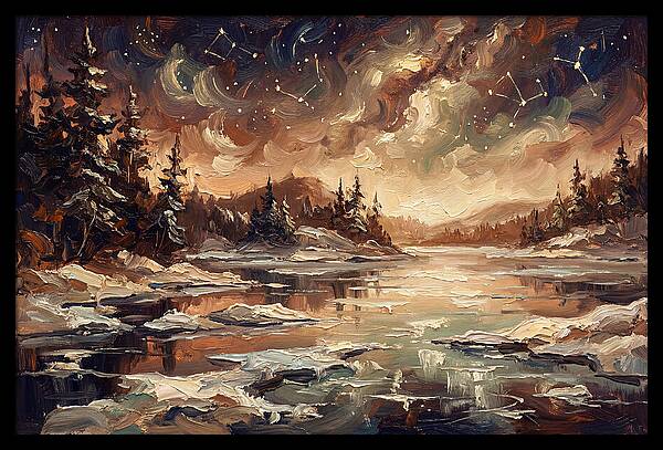 Brilliant Night Sky Over Frozen Winter