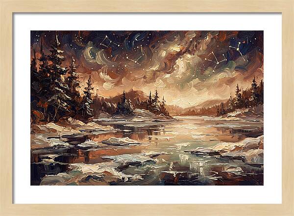 Brilliant Night Sky Over Frozen Winter
