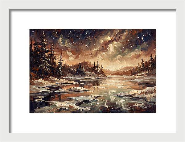 Brilliant Night Sky Over Frozen Winter