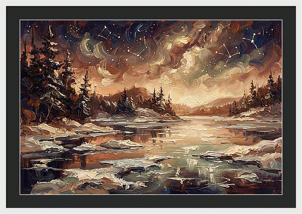 Brilliant Night Sky Over Frozen Winter
