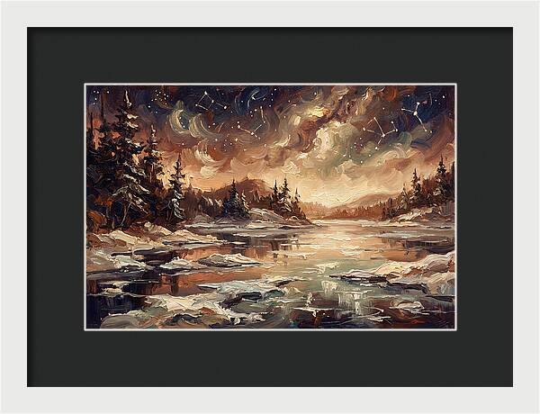 Brilliant Night Sky Over Frozen Winter