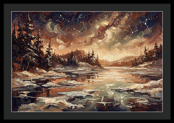 Brilliant Night Sky Over Frozen Winter