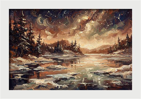 Brilliant Night Sky Over Frozen Winter