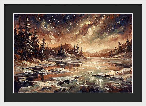 Brilliant Night Sky Over Frozen Winter