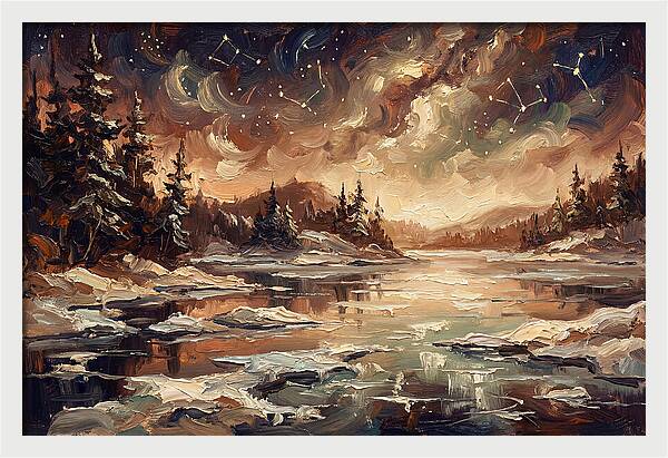 Brilliant Night Sky Over Frozen Winter