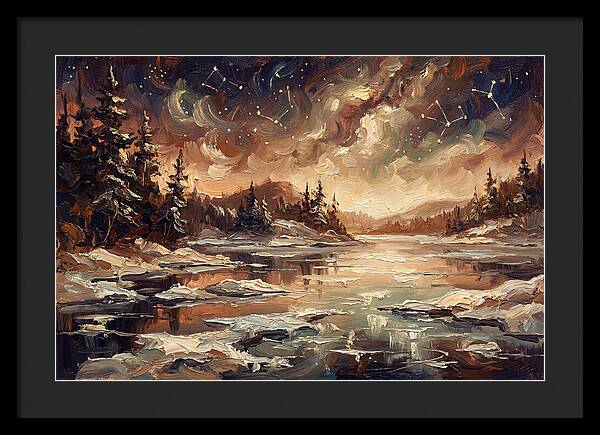 Brilliant Night Sky Over Frozen Winter
