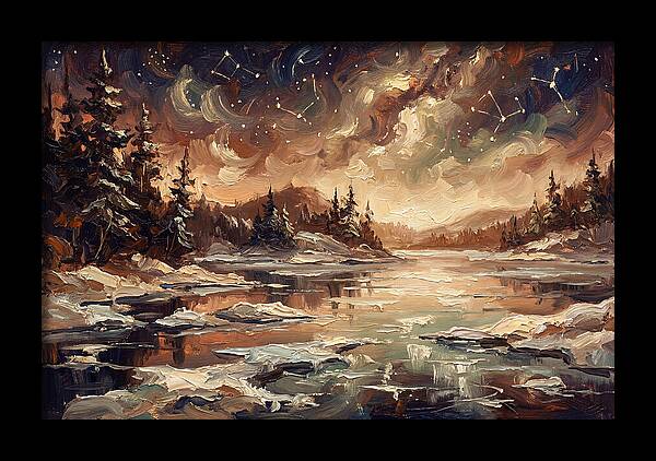 Brilliant Night Sky Over Frozen Winter