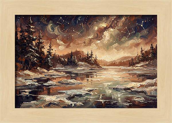 Brilliant Night Sky Over Frozen Winter
