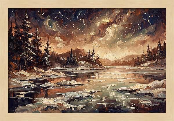 Brilliant Night Sky Over Frozen Winter