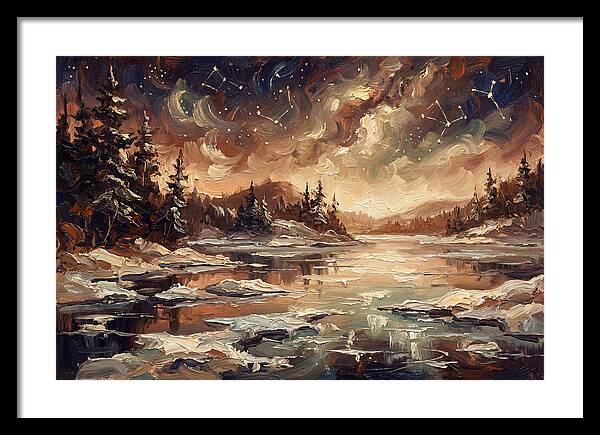 Brilliant Night Sky Over Frozen Winter