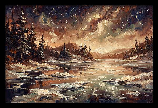 Brilliant Night Sky Over Frozen Winter