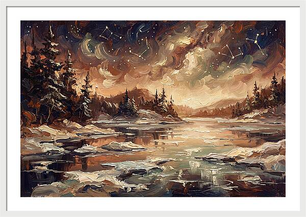 Brilliant Night Sky Over Frozen Winter