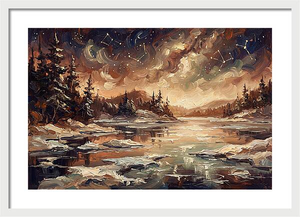 Brilliant Night Sky Over Frozen Winter