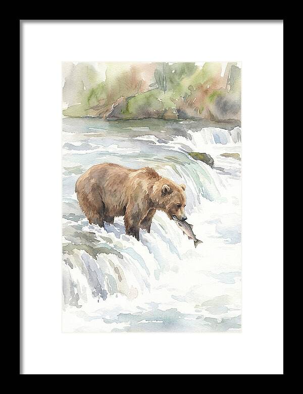 Brown Bear Fishing In Rapids