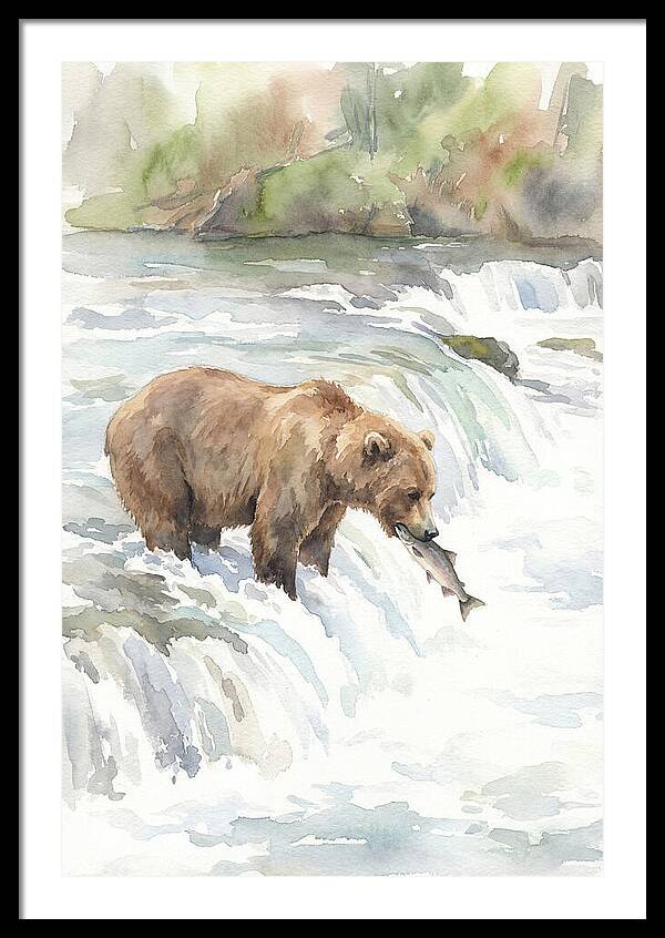 Brown Bear Fishing In Rapids