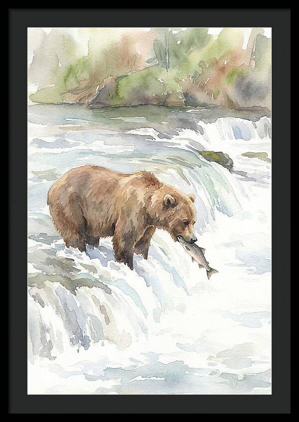 Brown Bear Fishing In Rapids