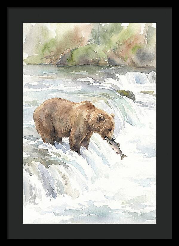 Brown Bear Fishing In Rapids