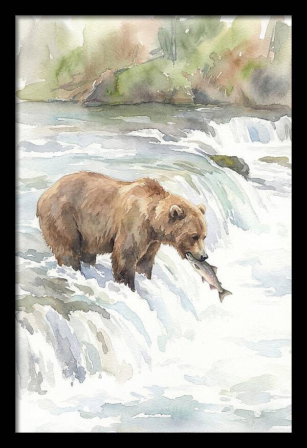 Brown Bear Fishing In Rapids