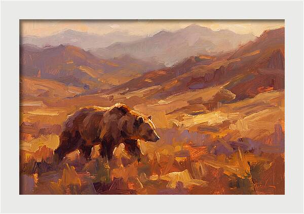 Brown Bear In Golden Landscape