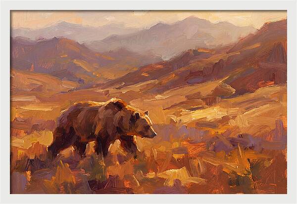 Brown Bear In Golden Landscape