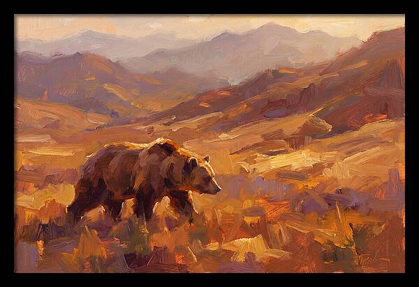 Brown Bear In Golden Landscape