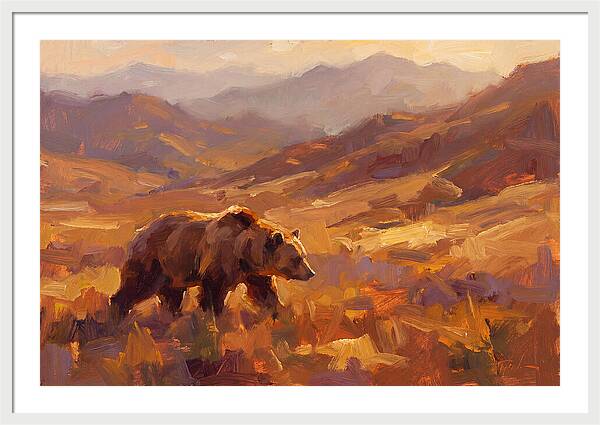 Brown Bear In Golden Landscape