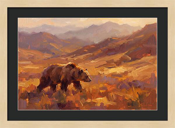 Brown Bear In Golden Landscape