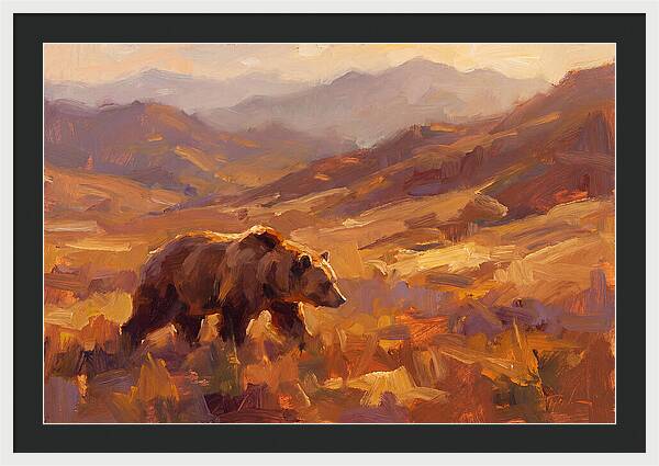 Brown Bear In Golden Landscape