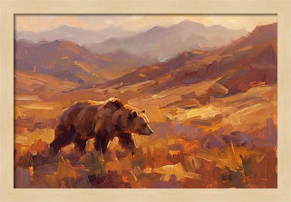 Brown Bear In Golden Landscape