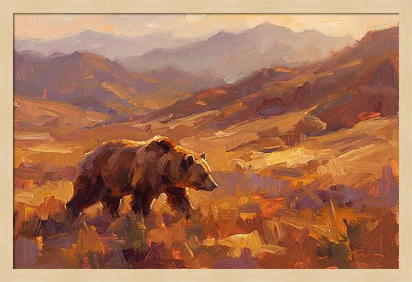 Brown Bear In Golden Landscape