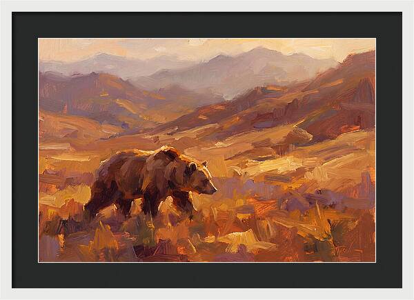 Brown Bear In Golden Landscape
