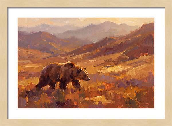 Brown Bear In Golden Landscape
