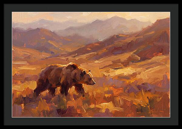 Brown Bear In Golden Landscape