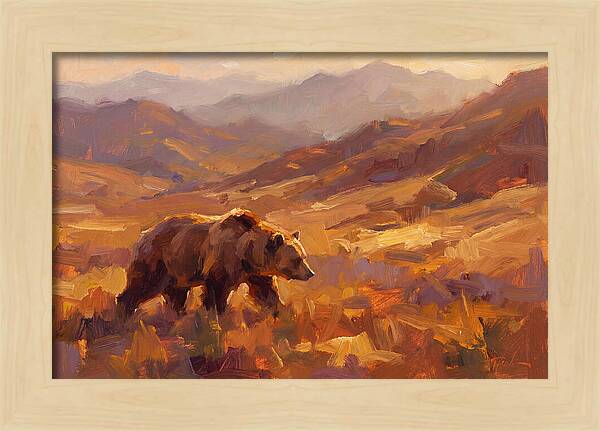 Brown Bear In Golden Landscape