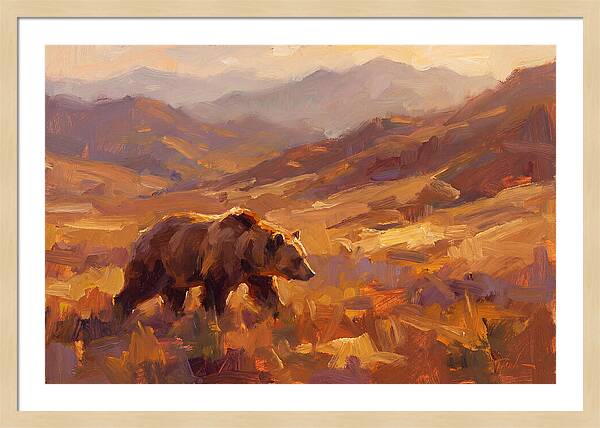 Brown Bear In Golden Landscape