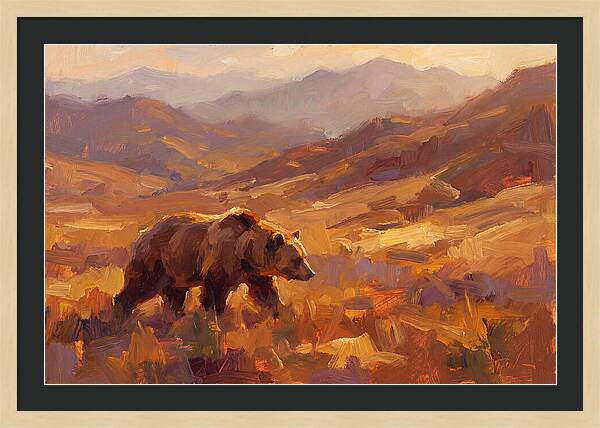 Brown Bear In Golden Landscape
