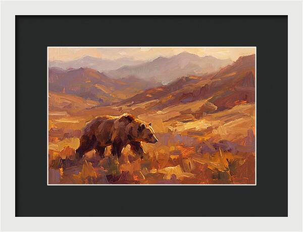 Brown Bear In Golden Landscape