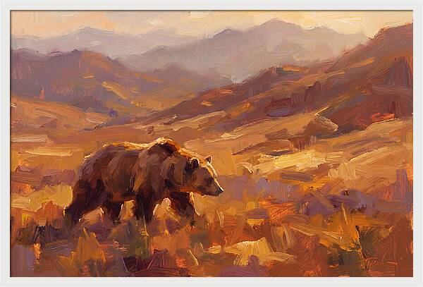 Brown Bear In Golden Landscape